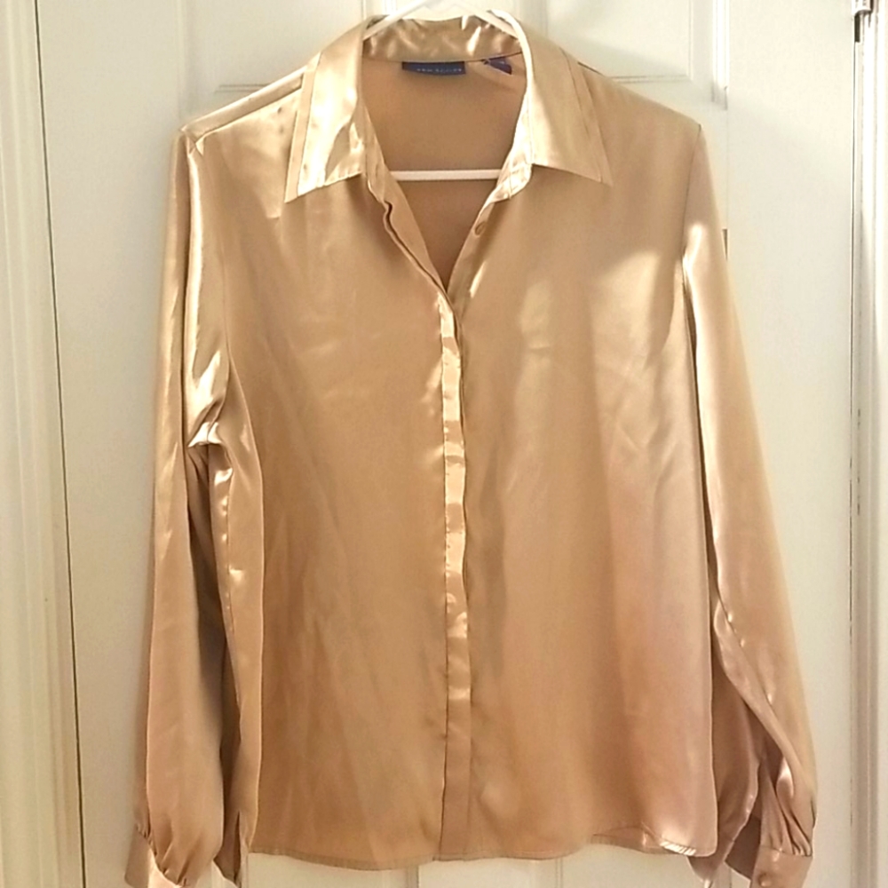 SHINEY gold button down dress top